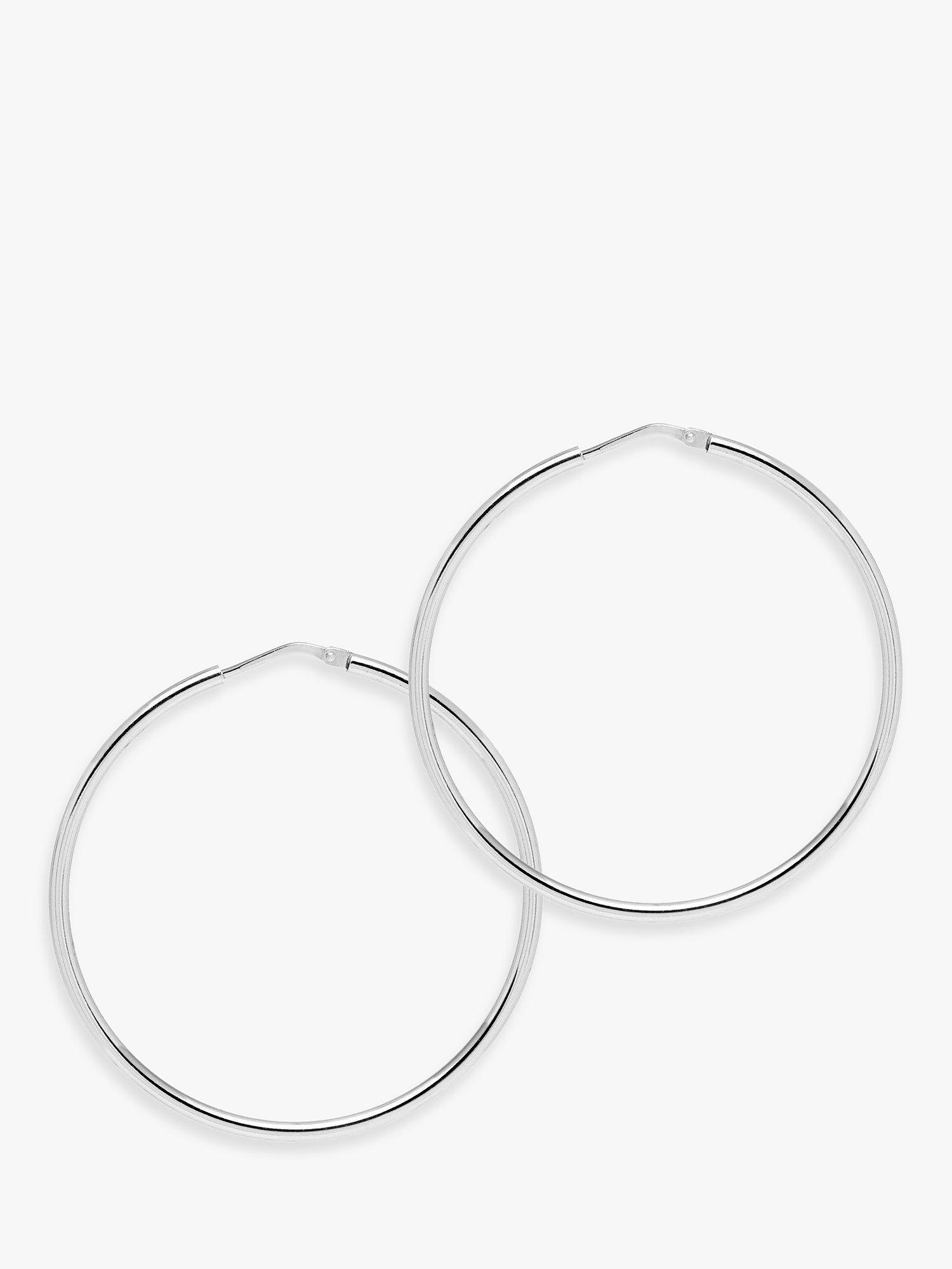 Product image 1 of 3, which shows The Hoop Station La Chica Latina Medium Hoop Earrings, 4.5cm, Silver