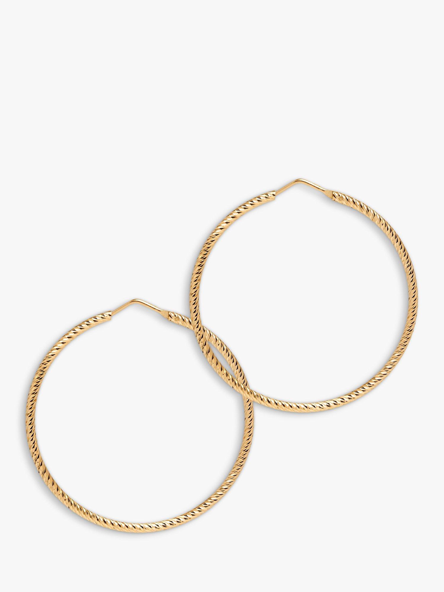 Product image 1 of 3, which shows The Hoop Station La Roma Diamond Cut Sterling Silver Twist Medium Hoop Earrings, 4.5cm, Gold