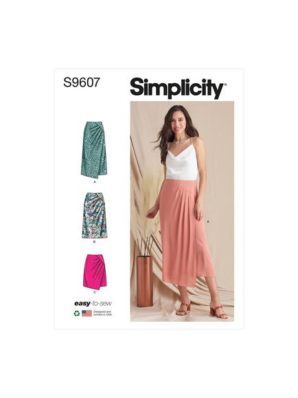 Simplicity Misses' Faux Wrap Skirt Sewing Pattern, S9607, 