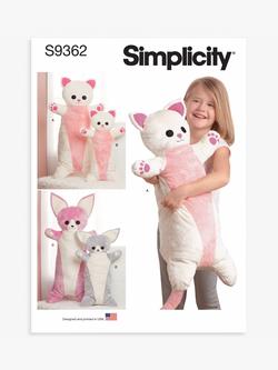 Simplicity Animal Plush Body Pillows Sewing Pattern, S9362, 