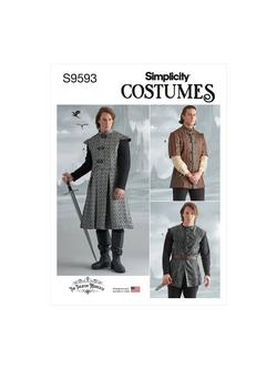 Simplicity Men's Medieval Fantasy Coat, Jacket and Vest Sewing Pattern, S9593, 