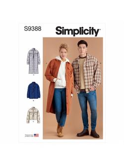 Simplicity Unisex Jackets Sewing Pattern, S9388, A, 