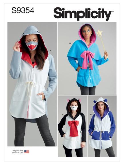 Simplicity Misses' Hoodie, Mask and Hat Costume Sewing Pattern, S9354, A, 