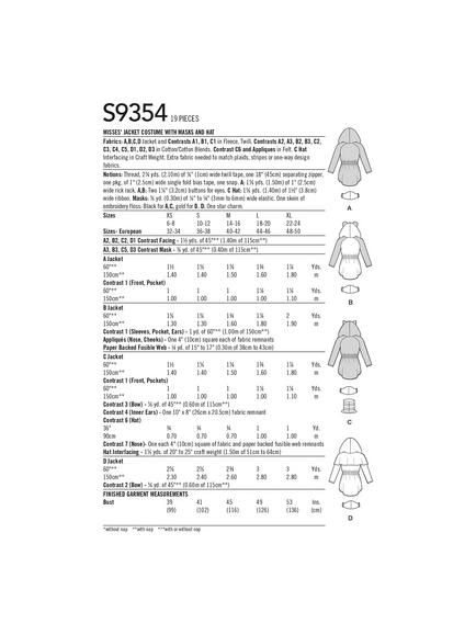 Simplicity Misses' Hoodie, Mask and Hat Costume Sewing Pattern, S9354, A - view 2, 