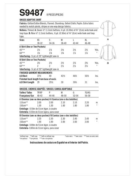 Simplicity Unisex Adaptive Shirt Sewing Pattern, S9487, A - view 2, 