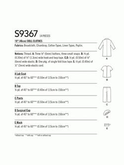 Simplicity 46cm Key Worker Doll Clothes Sewing Pattern, S9367 - view 2, 