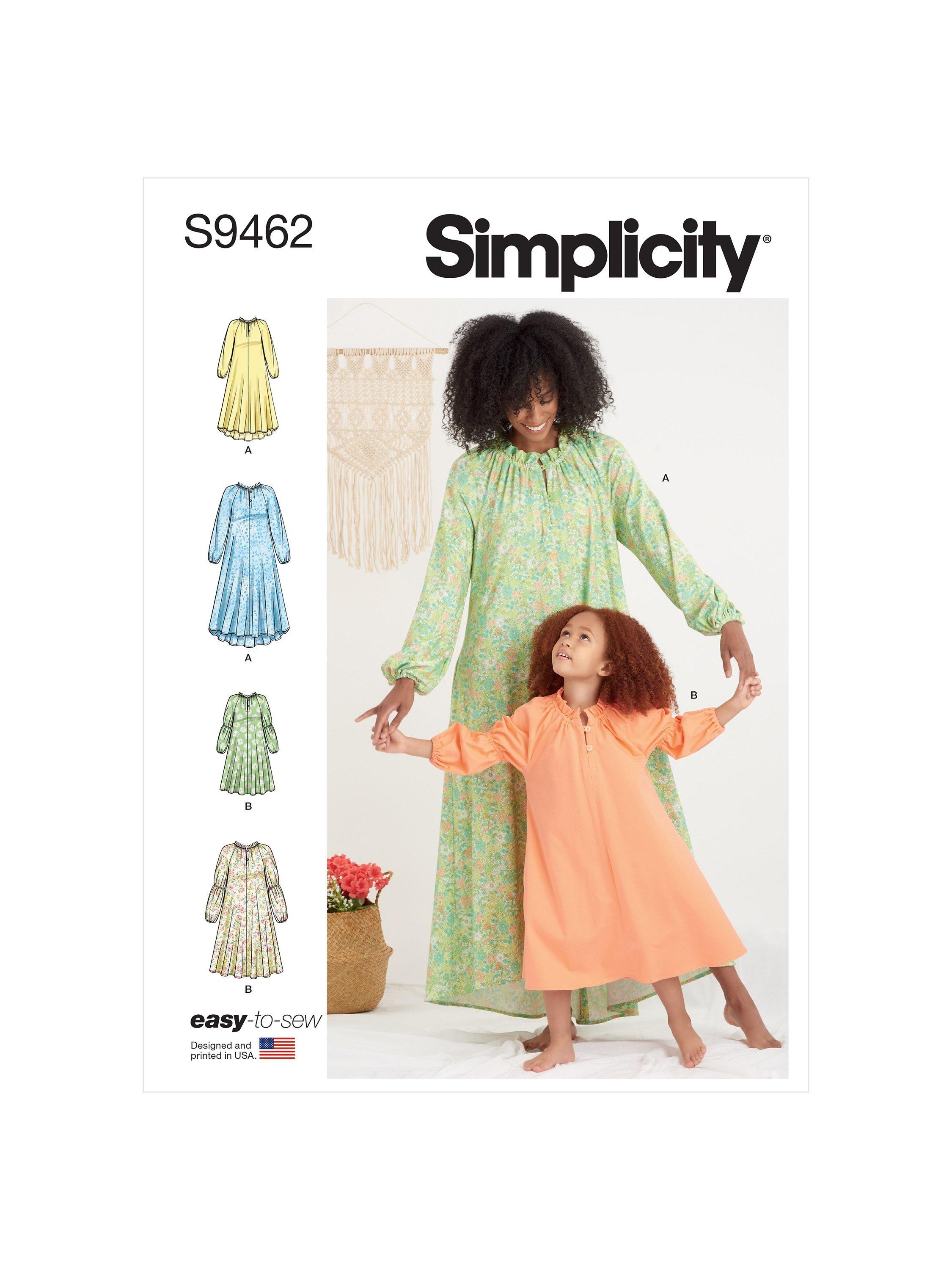 Simplicity Child's and Misses' Day/Night Dress Sewing Pattern, S9462, A