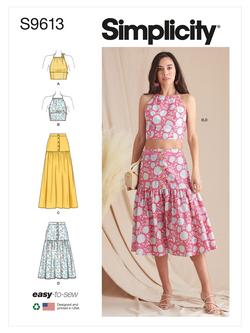 Simplicity Misses' Halter Tops and Skirts Sewing Pattern, S9613, 