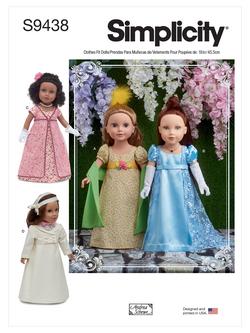 Simplicity Regency Style Doll Dess Sewing Pattern, S9438 OS, 