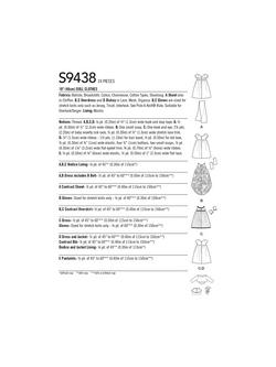 Simplicity Regency Style Doll Dess Sewing Pattern, S9438 OS - view 2, 