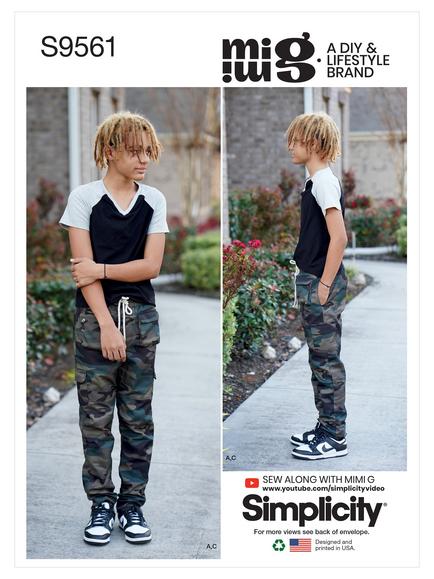 Simplicity Boys' Knit Top, Woven Pants and Shorts Sewing Pattern, SS9561, A, 
