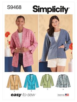 Simplicity Misses' Unlined Jacket Sewing Pattern, S9468, 