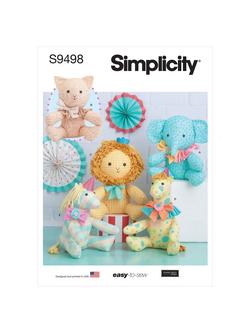 Simplicity Easy Plush Animals Sewing Pattern, S9498, OS, 
