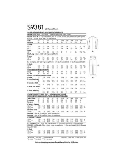 Simplicity Misses' & Women's Lined Jacket & Pants/Shorts Sewing Pattern, S9381AA - view 2, 