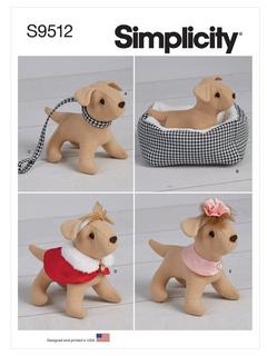 Simplicity Soft 15cm Dog Toy and Accessories Sewing Pattern, S9512, OS