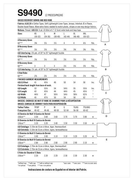 Simplicity Unisex Recovery Gowns and Bed Robe, S9490 - view 2, 