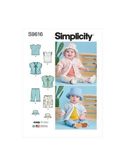 Simplicity Babies' Tees, Jacket, Pants and Hat Sewing Pattern, S9616A, 