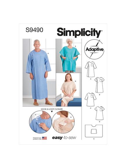 Simplicity Unisex Recovery Gowns and Bed Robe, S9490, 