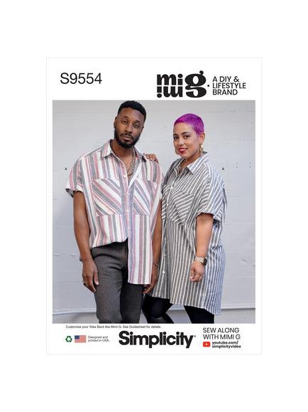 Simplicity Mimi G Unisex Shirt in Two Lengths Sewing Pattern, S9554A, 