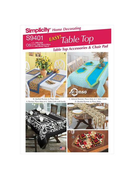 Simplicity Table Accessories and Seat Pad Sewing Pattern, S9401, OS, 