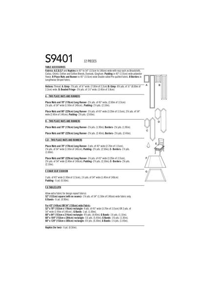 Simplicity Table Accessories and Seat Pad Sewing Pattern, S9401, OS - view 2, 