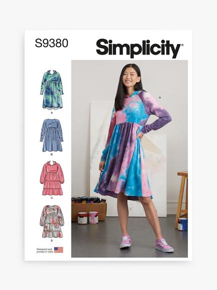 Simplicity Misses' Sweatshirt Dresses Sewing Pattern, S9380, Multi