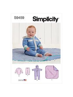 Simplicity Babies' Bodysuit, Jumpsuit, Pant & Blanket Sewing Pattern, S9459, A, 