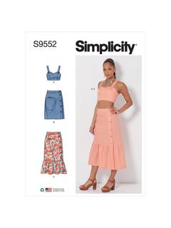 Simplicity Misses' Top in A - D Cup Sizes and Skirts Sewing Pattern, S9552, H5