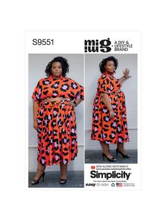 Simplicity Mimi G Women's Pullover Tops, Skirt and Shorts Sewing Pattern, S9551, F5