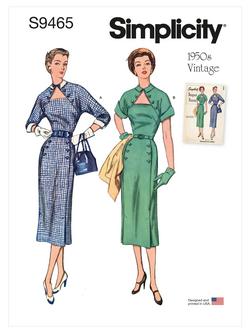 Simplicity Misses' 1950s Vintage Dress Sewing Pattern, S9465, 