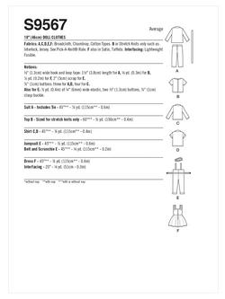 Simplicity 45cm Doll 80s Style Outfits Sewing Pattern, S9567OS - view 2, 