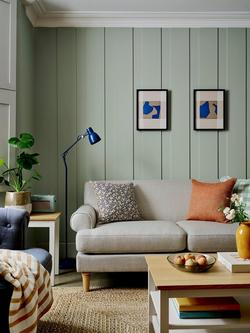 John Lewis ANYDAY Scroll II Medium 2 Seater Sofa, Light Leg, Fine Chenille Navy - view 2, Light Grey