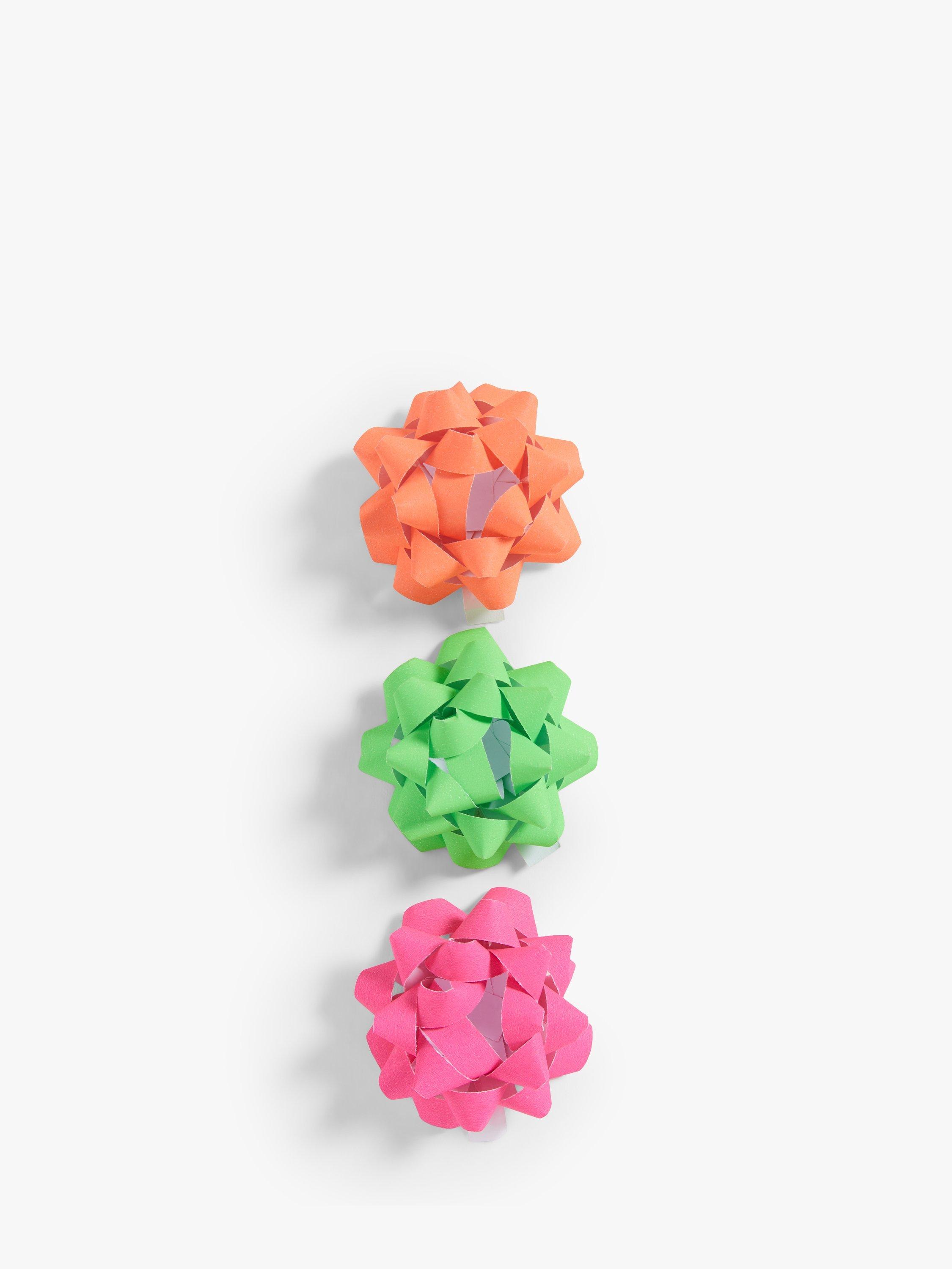 John Lewis Paper Neon Gift Bows, Pack of 3