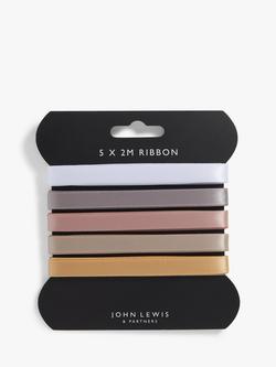 John Lewis Metallic Gift Ribbon, 2m, Pack of 5, Multi