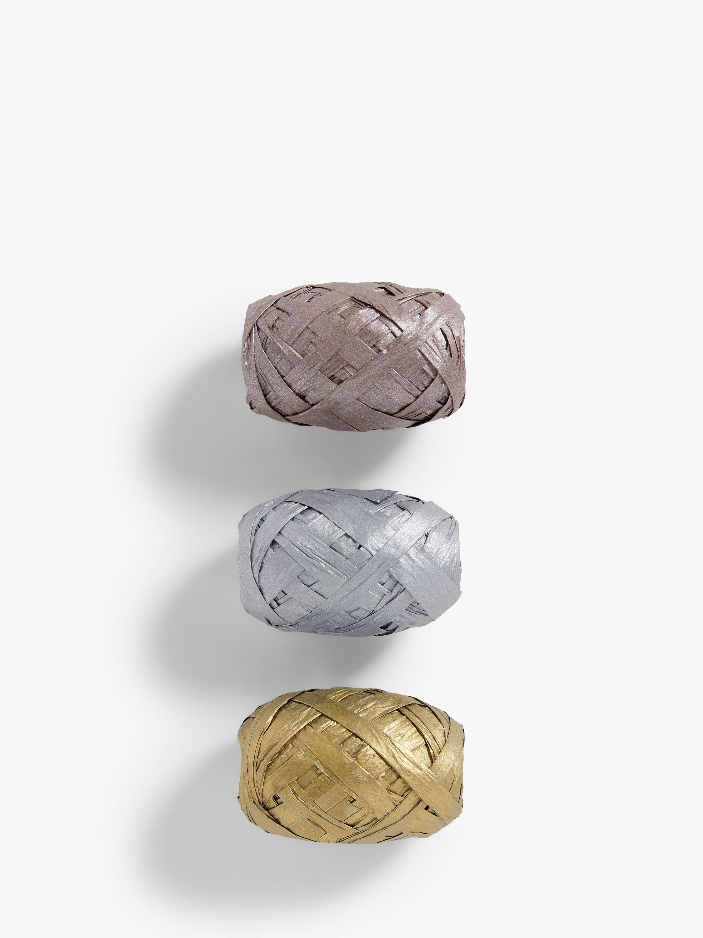 John Lewis Metallic Raffia, 8m, Pack of 3