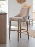 One.World St James Oak Wood & Linen Bar Chair, Beige