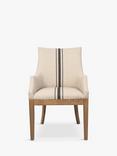 One.World St James Linen & Oak Wood Striped Carver Dining Chair, Beige/Neutral