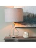 One.World Clifton Teardrop Bubbled Glass Base Linen Shade Table Lamp, Clear