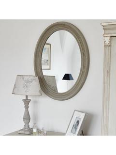 One.World Wilton Oval Wood Wall Mirror, 86 x 66cm, Grey
