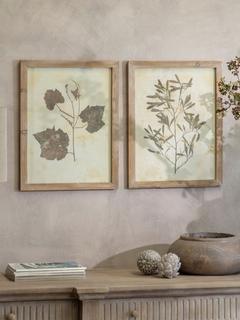 One.World Leaf Wood Framed Print, Set of 2, 53.8 x 42cm, Brown/Multi