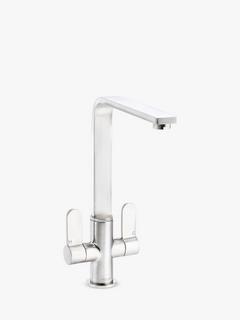 John Lewis Phoenix 2 Lever Kitchen Tap, Brushed Nickel