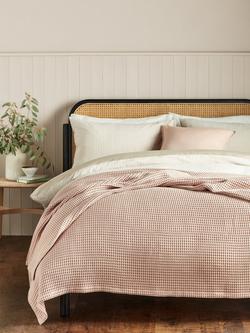 John Lewis Washed Waffle Bedspread - view 2, Plaster Pink