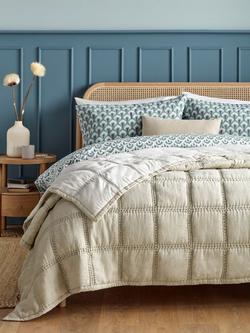 John Lewis Linen Blend Stitch Bedspread, Natural - view 2, Natural