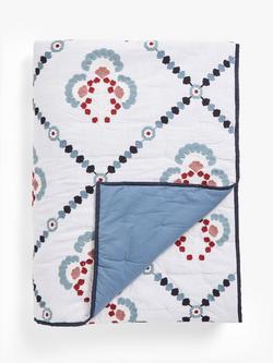 John Lewis Trellis Embroidery Quilted Bedspread, L220 x W220cm, Multi