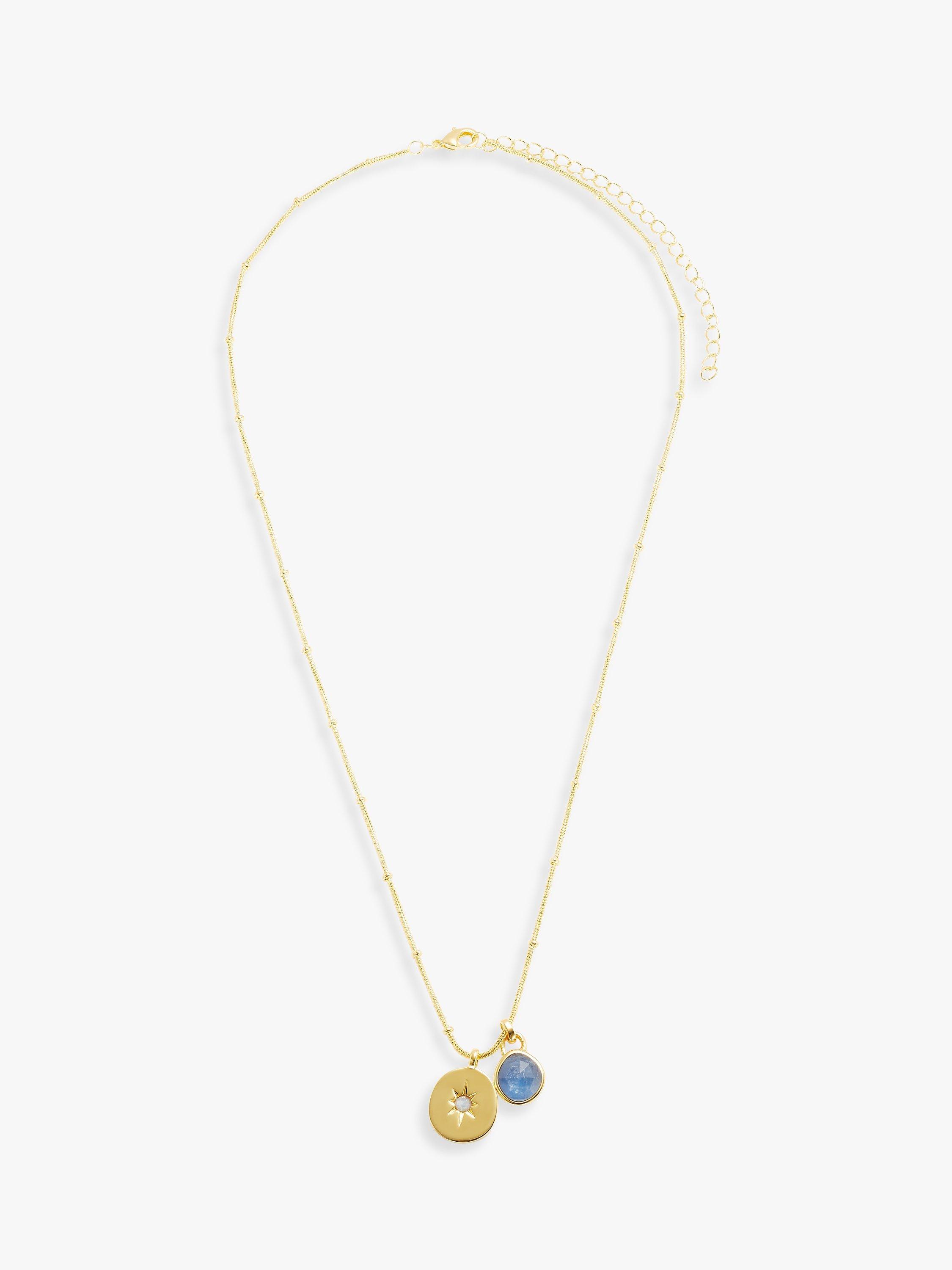 John Lewis Gemstones Star Disc & Gemstone Pendant Necklace, Gold/Kyanite