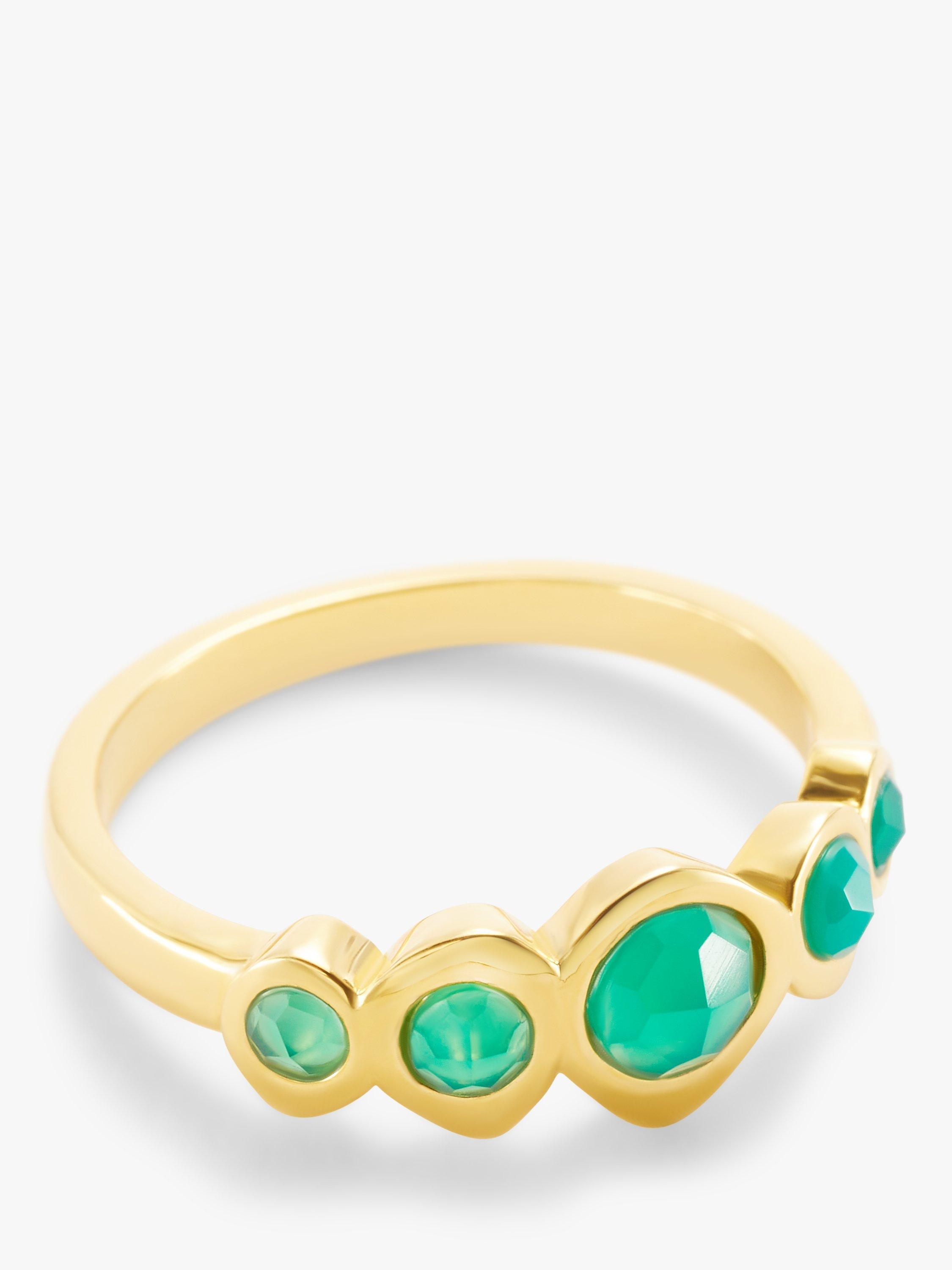 Product image 1 of 3, which shows John Lewis Gemstones 5 Stone Ring, Gold/Green Agate, N