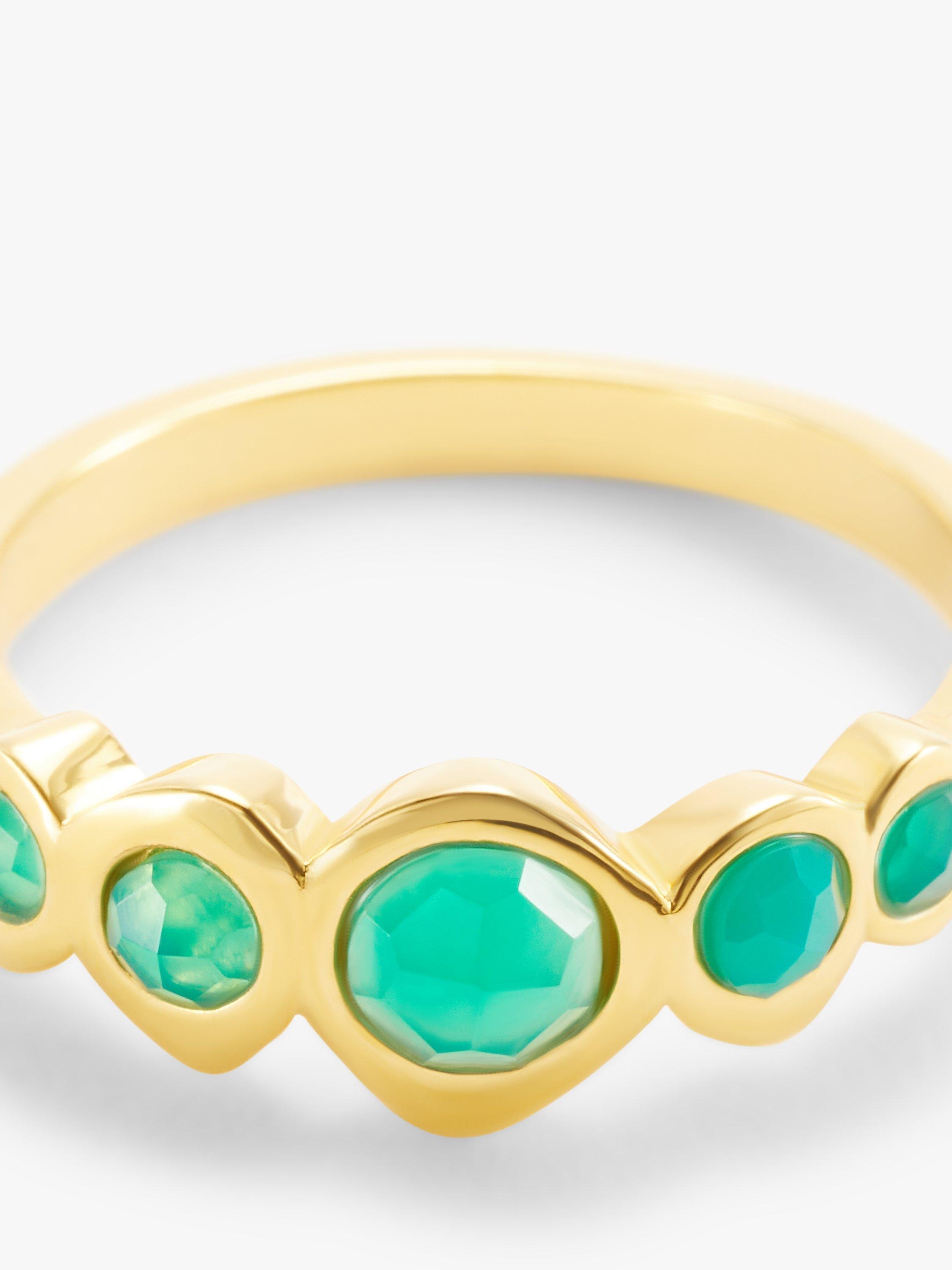Product image 2 of 3, which shows John Lewis Gemstones 5 Stone Ring, Gold/Green Agate, N