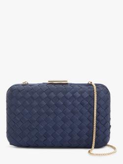 John Lewis Stella Grossgrain Weave Clutch Bag, Navy