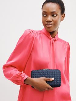 John Lewis Stella Grossgrain Weave Clutch Bag - view 2, Navy