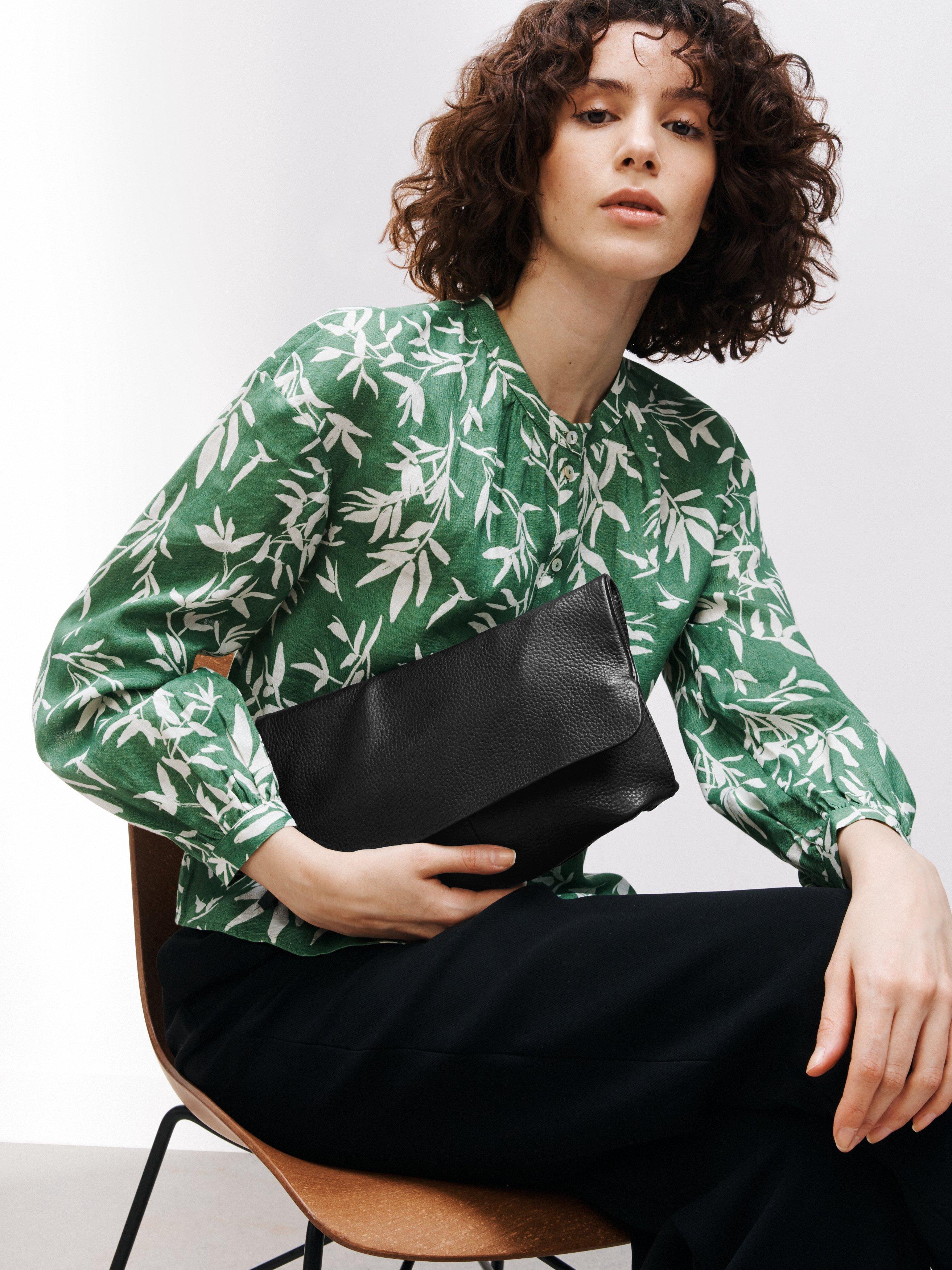 Product image 2 of 5, which shows John Lewis Leather Mistry Large Clutch Bag, Black